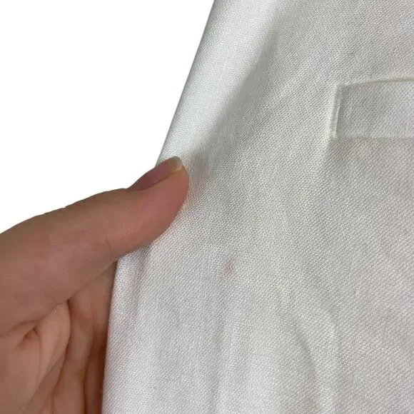 Jenni Kayne Riley Linen Blend Pleated Front Relaxed Fit Trouser Pants White Sz 4